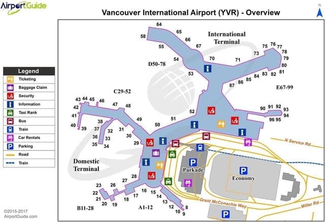 バンクーバー空港ターミナルマップ