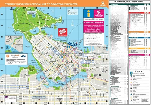 バンクーバー市内中心部の地図