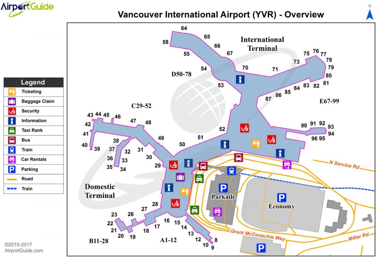 バンクーバー空港ターミナルマップ